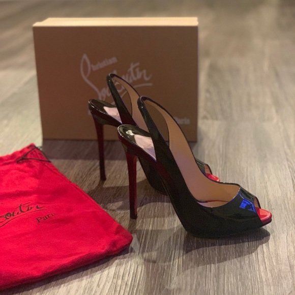 Christian Louboutin Shoes - Christian Louboutin Black Patent Flo Sling 120